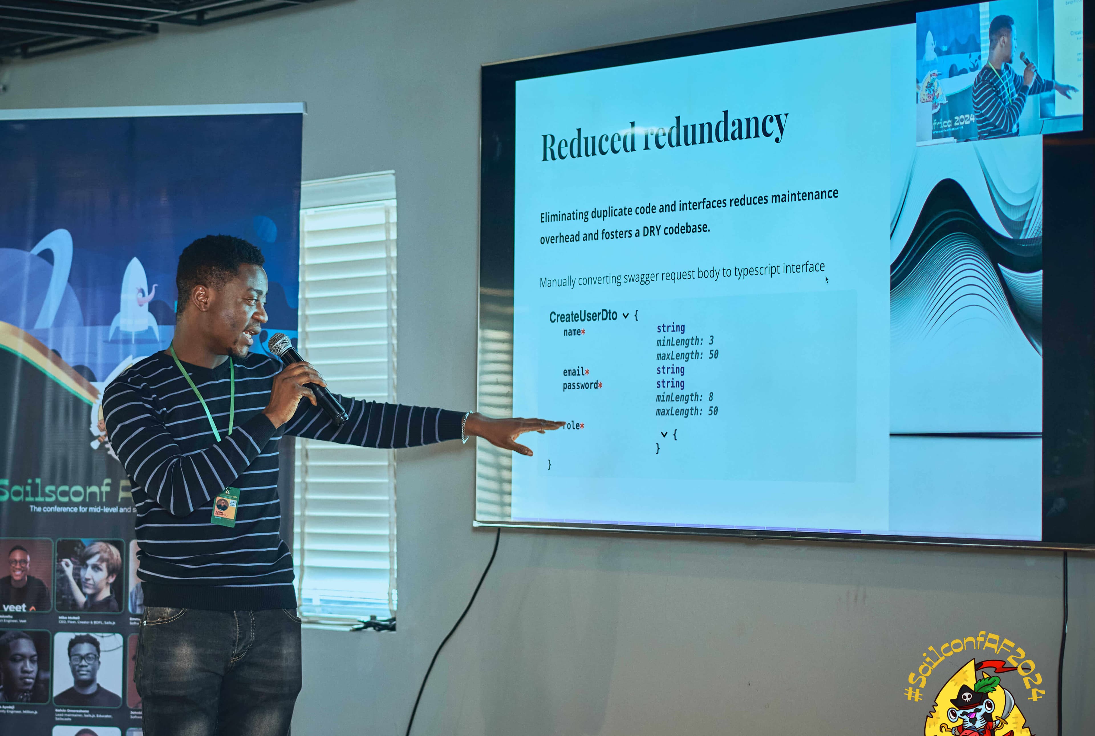 Ejiro Asiuwhu giving a talk at SailsConf 2024